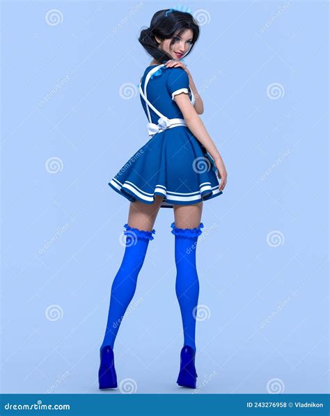 Woman in maid uniform stock illustration. Illustration of podium