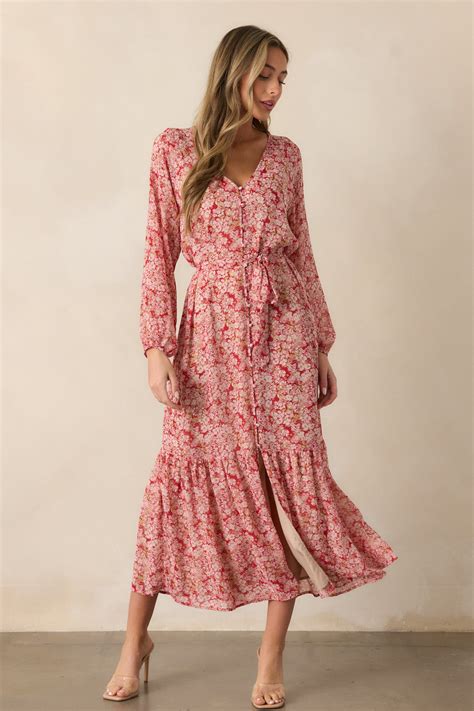 Z Supply Della Floral Maxi Dress in Cranberry | Red Dress