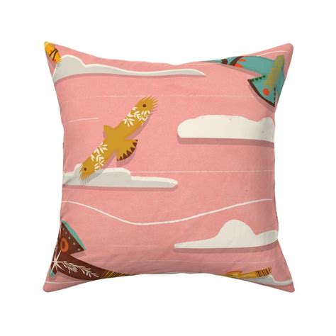Birds of prey- Eagle flying-Pink-Big Fabric | Spoonflower