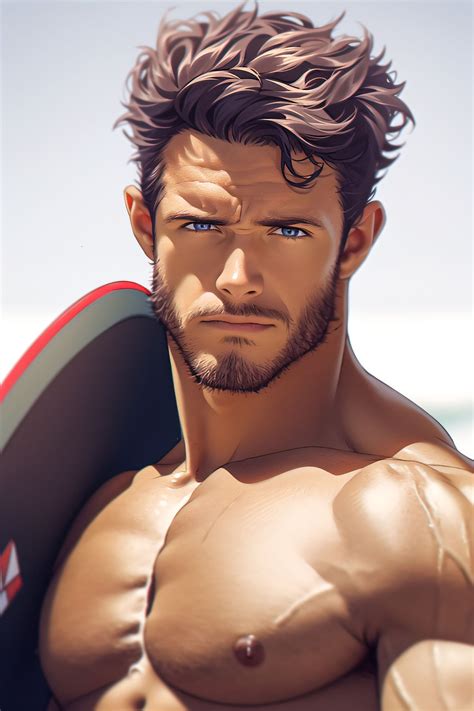 ai generated man beach royalty  stock illustration