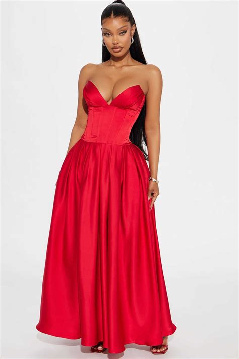 Bridgette Satin Maxi Dress - Red - Womens Fashion Dresses
