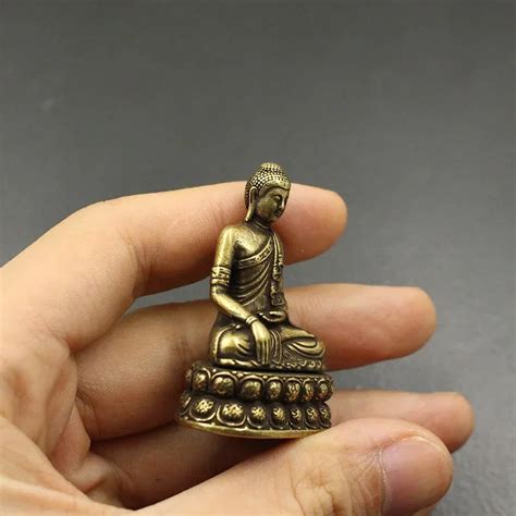 Карманная карманная латунная фигурка, медная статуя Будды, Шакьямуни ...