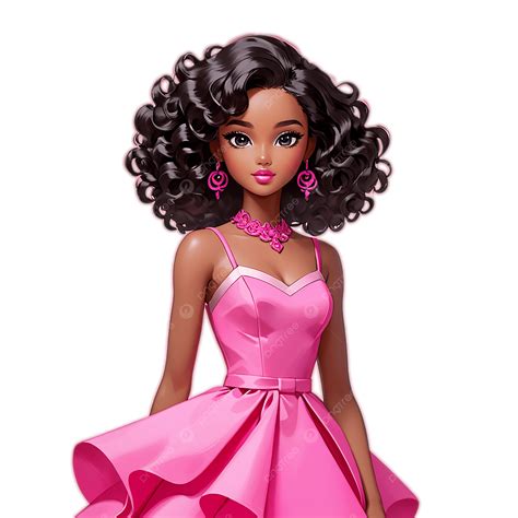 Ibrant Elegance Curly Haired Black Barbie In Stunning Pink Outfit