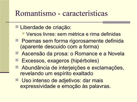 Características do Romantismo