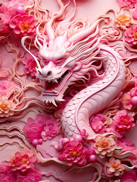 Premium AI Image | Chinese dragon pink backdrop