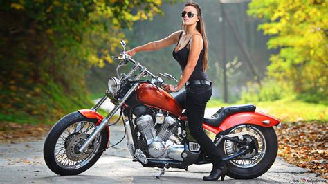 Red Harley-Davidson and Model 4K wallpaper download
