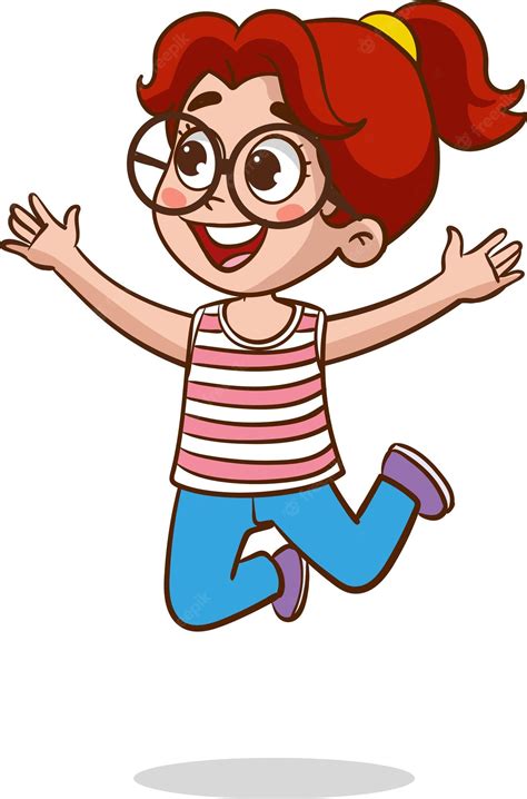 Premium Vector | Cute little kid jump and feel happy