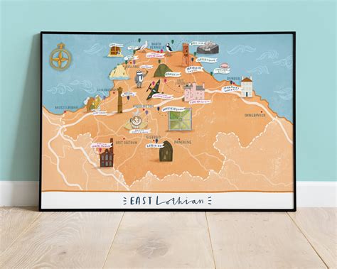 East Lothian Map A3 Print - Etsy