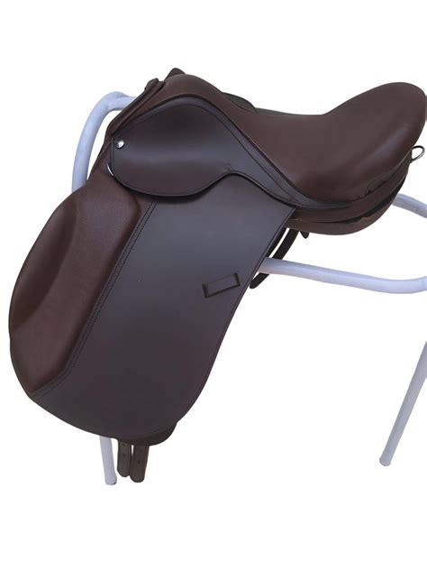 Premium Leather Brown Treeless Dressage Saddle with Accessory