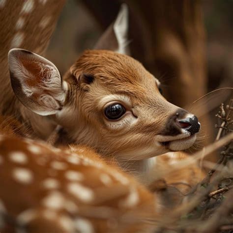 adorable fawn gazing image   stockcake