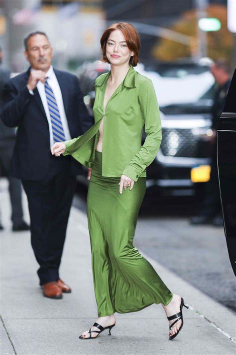 Emma Stone Goes Topless in Plunging Jacket Held Together By a String