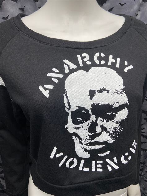 Gism Anarchy Violence Long Sleeve cropped top d beat raw punk | Etsy