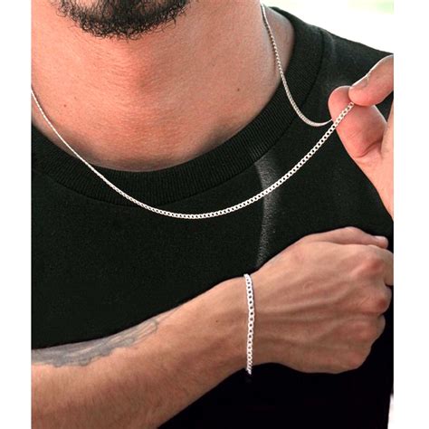 Corrente E Pulseira De Prata