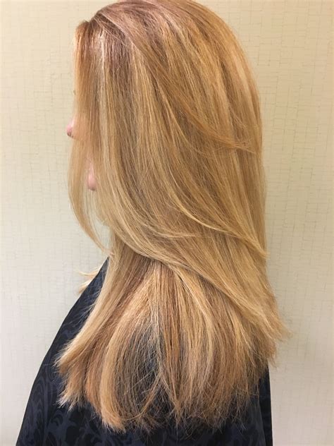 Long layered haircuts strawberry blonde | Golden blonde hair with ...