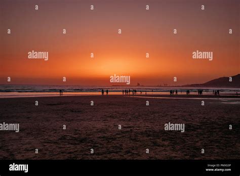 On the beach in Agadir, Morocco at Sunset Stock Photo - Alamy