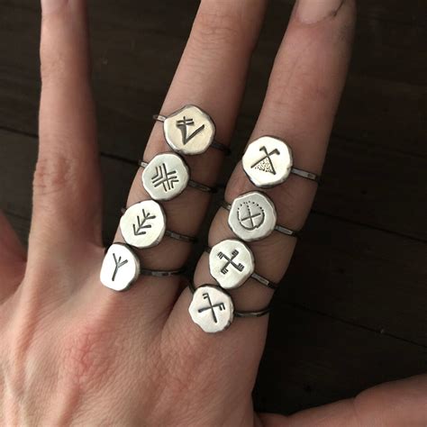Vinca Symbol Algiz Bind Runes Rune Ring Viking Jewelry Ginfaxi Silver ...