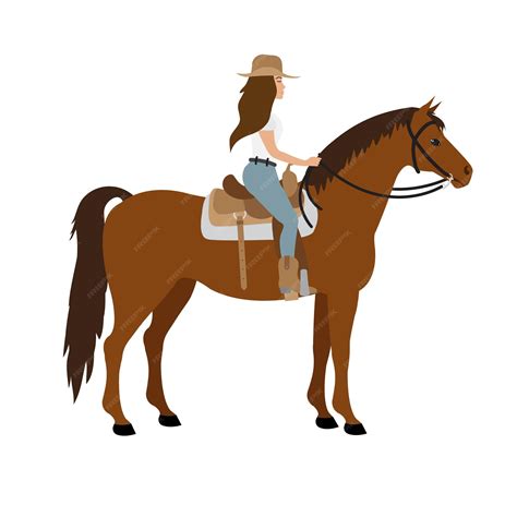Premium Vector | Vector flat cowboy woman girl riding western horse