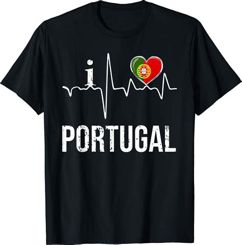 Amazon.com: I Love Portugal Heartbeat Flag for Portuguese Pride T-Shirt