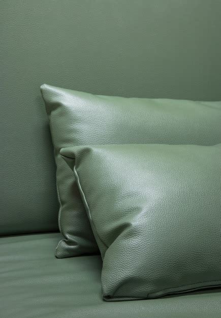 coussin en cuir vert sur le canape photo gratuite