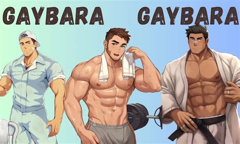 Draw muscled gay bara anime couple yaoi gay couple bara illustration by