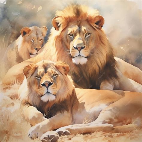 Premium AI Image | Resting Pride of Lions Generative AI