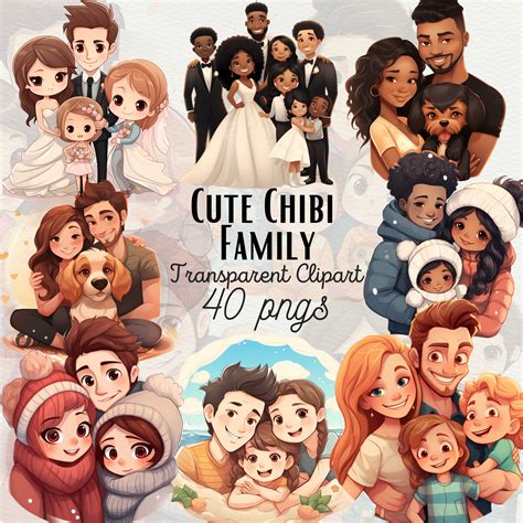 Cute Family PNG Clipart Family Portrait PNG Chibi Family Clipart Lovely ...