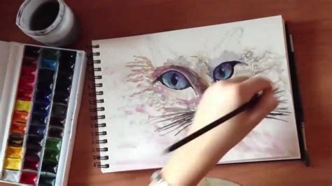 Рисунок акварелью.Кошка / Watercolor drawing.Cat - YouTube