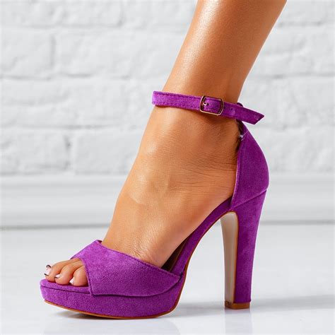 Дамски Сандали с Ток Gros Rosa Лилави #15075 | OneFashionRoom.Bg