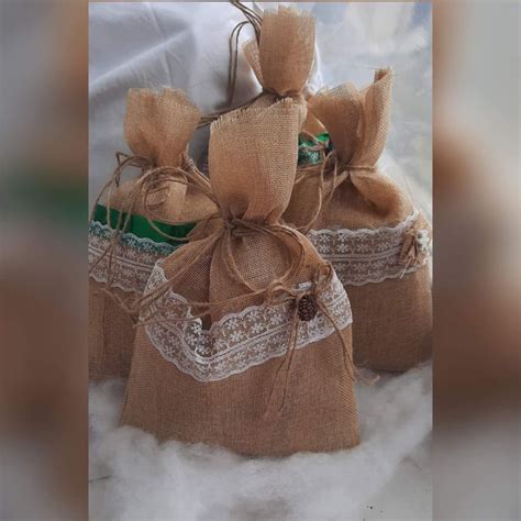 Подарочные мешки из мешковины и кружева