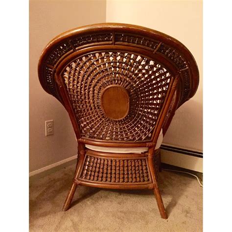 Pier 1 Azteca Indoor Rattan Bamboo Armchair w/ Cushioned Ottoman - AptDeco