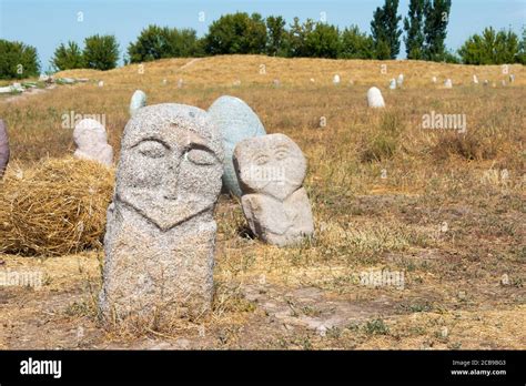 Tokmok, Kyrgyzstan - Kurgan stelae at Ruins of Balasagun in Tokmok ...