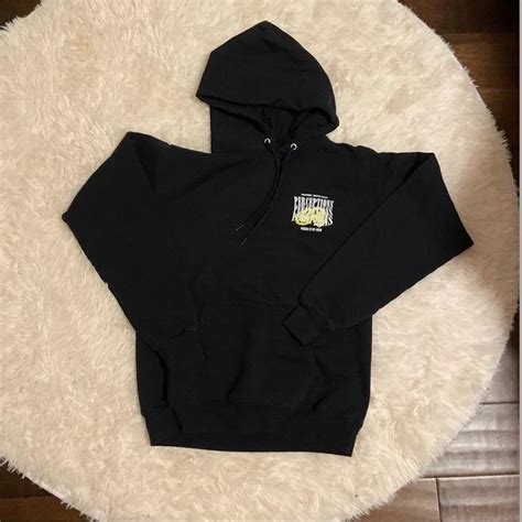 PacSun Women's Black and Yellow Hoodie | Depop
