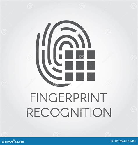Fingerprint Recognition Black Flat Icon. Identity Biometric Scanning