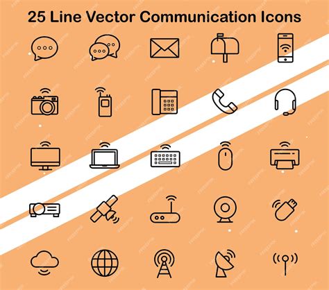 Premium Vector | Set of 25 line vector communication icons representing