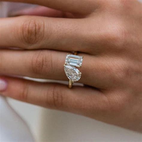 double stone engagement ring  solid gold ring  stone etsy
