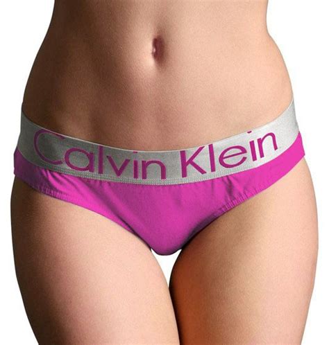 Женские трусы (плавки) Calvin Klein розовые с серебряной резинкой Steel ...