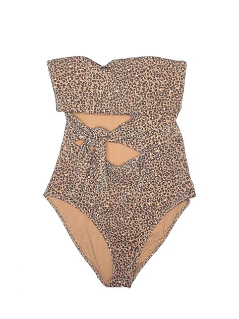 Aerie Leopard Print Multi Color Tan One Piece Swimsuit Size M - 47% off