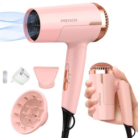 Dual Voltage Hair Dryer with Diffuser,PRITECH Travel Diffuser Hair ...