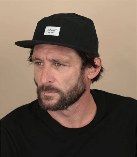 Five Panel Cap schwarz Baumwolle - 5 Panel Cap black Reell : Headict