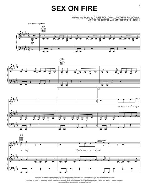 Sex On Fire by Kings Of Leon Sheet Music for Piano, Vocal & Guitar