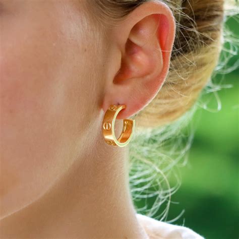 Cartier Love Hoop Earrings 18K Yellow Gold Original Box and Papers at