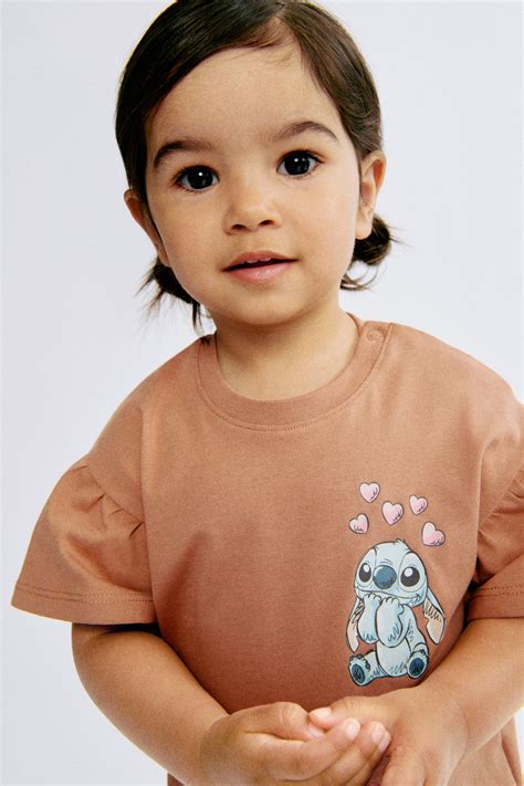 Print-motif cotton top - Brown/Lilo & Stitch - Kids | H&M IN