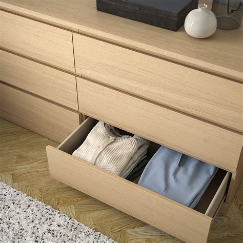MALM комод с 6 ящиками дубовый шпон, беленый 160x78 см | IKEA Eesti