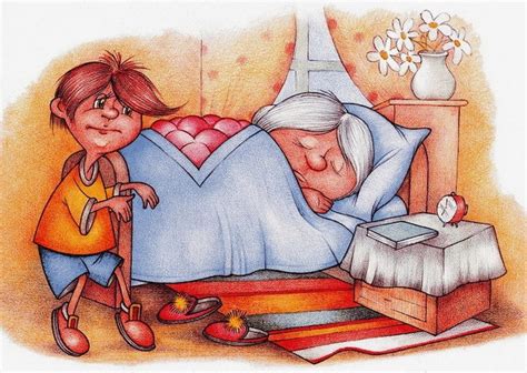 Иллюстрация Бабушка и внук в стиле анимационный | Illustrators.ru