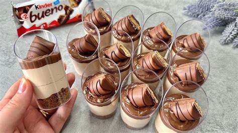 Kinder Bueno Dessert Shots. Easy and yummy no bake mini dessert cups ...