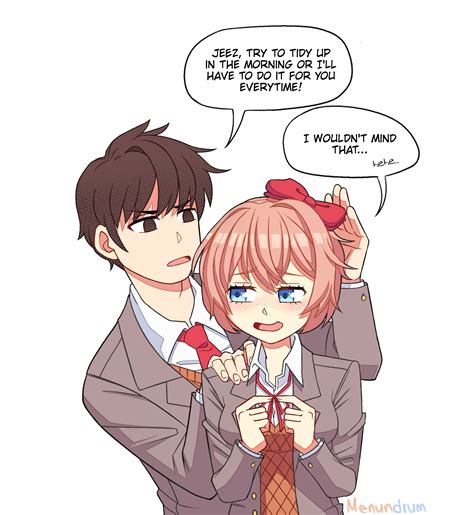 Protagonist tidying up Sayori : DDLC