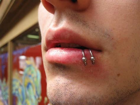 double side lip piercings