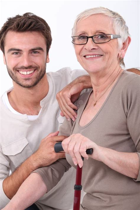 Young man with older woman stock photo. Image of portrait - 25358050