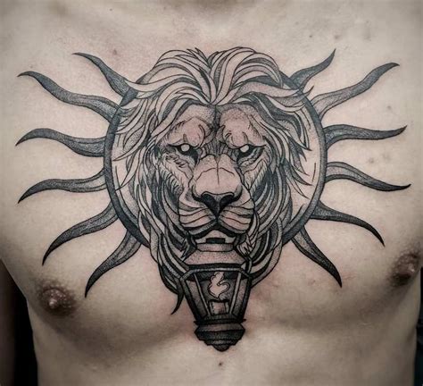 Tattoo • Подборка тату на тему: Лев на груди (55 фото)
