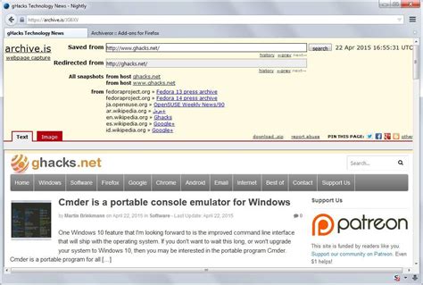 Create publicly available web page archives with Archive.is - gHacks ...